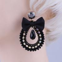 Crystal Drop Earring, Zinc Alloy, with Cloth & Crystal, for woman 