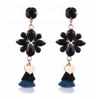 Crystal Drop Earring, Zinc Alloy, with Cotton Thread & Copper & Crystal, for woman 