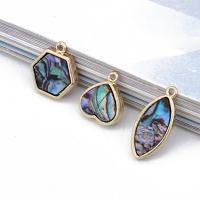 Resin Zinc Alloy Pendants, with zinc alloy bail, gold color plated & imitation shell & DIY & epoxy gel, mixed colors 