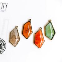 Agate Zinc Alloy Pendants, Synthetic Agate, with zinc alloy bail, Polygon, gold color plated, DIY 
