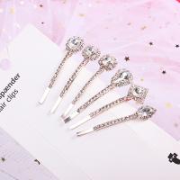 Hair Slide, Metal Alloy, with Clear Quartz, plated, Korean style & for woman 