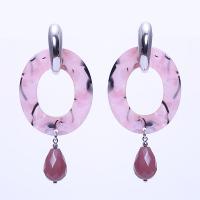 Acrylic Drop Earring, Round, plated, for woman 89mm 