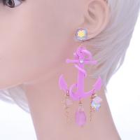 Boucle d'oreille de goutte acrylique, ancre, pour femme, plus de couleurs à choisir, 98mm, Vendu par paire