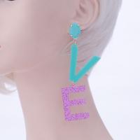 Boucle d'oreille de goutte acrylique, Lettre d’alphabet, pour femme, plus de couleurs à choisir, 109mm, Vendu par paire