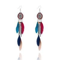 Fashion Feather Earring , Zinc Alloy, antique silver color plated, for woman 160mm 