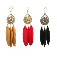 Mode Feder Ohrring, Zinklegierung, goldfarben plattiert, für Frau, keine, 30x110mm, verkauft von Paar