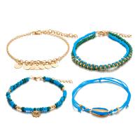 Zinc Alloy Anklet, with Seedbead, gold color plated, 4 pieces & for woman 