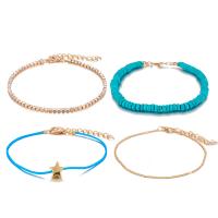 Zinc Alloy Anklet, with turquoise, gold color plated, 4 pieces & for woman 