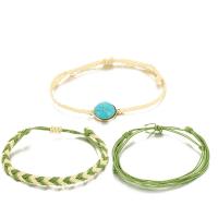 Fashion Create Wax Cord Bracelets, with turquoise, three pieces & adjustable & for woman 