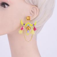 Crystal Jewelry Earring, Zinc Alloy, with Copper & Cotton & Crystal & Resin, for woman 