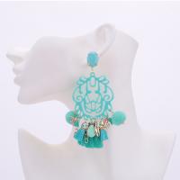 Fashion Tassel Earring, Zinc Alloy, with Copper & Cotton & Crystal & Resin, for woman 