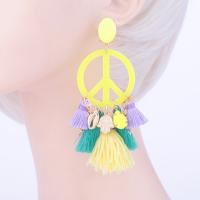 Fashion Tassel Earring, Zinc Alloy, with Cotton & Resin, for woman 