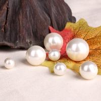 Shell Beads, Round, plated, DIY & imitation pearl & half-drilled, white 