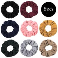 Hair Scrunchies, Velveteen, Round, handmade, for woman & stripe 