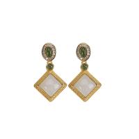 Sterling Silver Thread Through Earrings, 925 Sterling Silver, with Hetian Jade & Green Calcedony, real gold plated, for woman & with rhinestone 