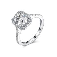 Cubic Zirconia Sterling Silver Finger Ring, 925 Sterling Silver, fashion jewelry, silver color 
