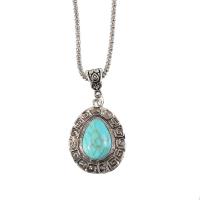 Zinc Alloy Sweater Chain Necklace, with turquoise, plated, fashion jewelry & for woman, nickel, lead & cadmium free, 21cm-50cm 