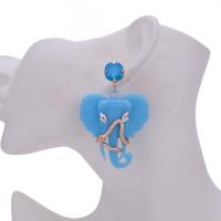 Resin Drop Earring, Zinc Alloy, with Copper & Crystal & Resin, for woman, blue 