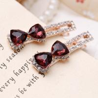 Alligator Hair Clip, Metal Alloy, with Rhinestone, Bowknot, plated, Korean style & for woman 480mm 