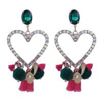 Acrylic Drop Earring, with Cotton Thread & Crystal & Zinc Alloy, gold color plated, for woman 98mm 