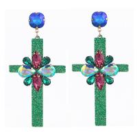 Acrylic Drop Earring, with Crystal, Cross, for woman 88mm 