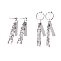 Titanium Steel Earrings, plated, fashion jewelry & Unisex 45mm 