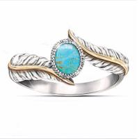 Turquoise Zinc Alloy Finger Ring, with turquoise, plated, fashion jewelry & Unisex nickel, lead & cadmium free 