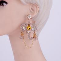 Boucle d'oreille de bijoux en cristal, alliage de zinc, avec coton & cristal & résine, pour femme, plus de couleurs à choisir, Vendu par paire