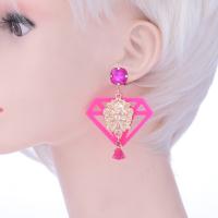 Resin Drop Earring, Zinc Alloy, with Cotton & Crystal & Resin, for woman 