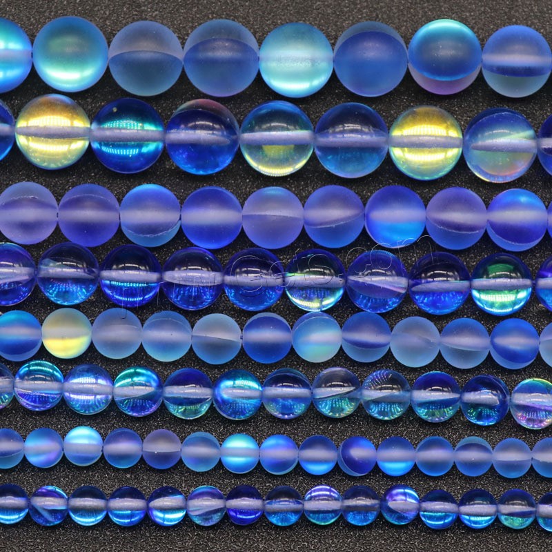 Perles Pierre de lune, Moonstone, Rond, DIY & normes différentes pour le choix, couleur bleu foncé, Longueur:Environ 15 pouce, Vendu par brin