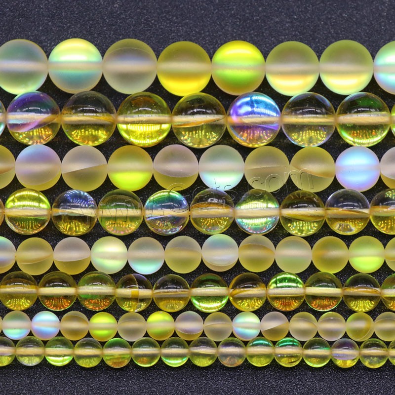 Mondstein Perlen, rund, DIY & verschiedene Größen vorhanden, gelb, Länge:ca. 15 ZollInch, verkauft von Strang