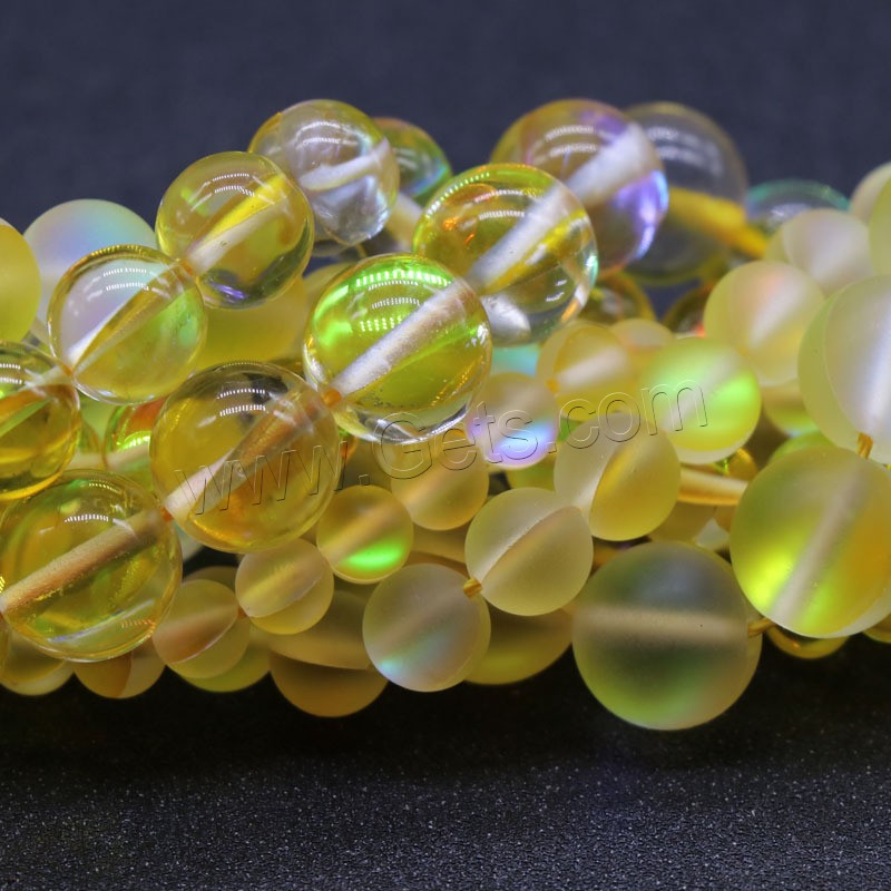 Mondstein Perlen, rund, DIY & verschiedene Größen vorhanden, gelb, Länge:ca. 15 ZollInch, verkauft von Strang