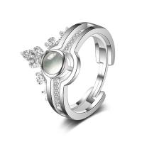 Sterling Silver Finger Ring, 925 Sterling Silver, fashion jewelry & with rhinestone 18.2mm 