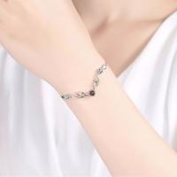 Sterling Silver Bracelets, 925 Sterling Silver, fashion jewelry & with rhinestone, silver color, 18mm 