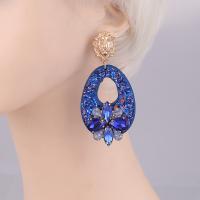 Crystal Drop Earring, Zinc Alloy, with Leather & Crystal, for woman 