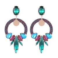 Resin Zinc Alloy Earring, with Copper & Crystal & Resin, for woman 