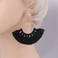 Fashion Tassel Earring, Zinc Alloy, with Copper & Cotton, for woman 