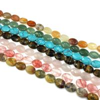 Mixed Gemstone Beads, Flat Oval, polished, DIY & faceted Approx 
