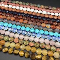 Mixed Gemstone Beads, Flat Round, polished, DIY & faceted 12-13mmx6-7mm, Approx 