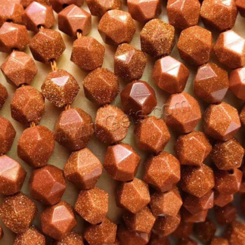 Goldstone Beads, DIY & different size for choice & faceted, golden yellow, Length:Approx 15 Inch, Sold By Strand