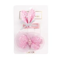 Children Hair Clip, Zinc Alloy, with Sequins & Gauze & Cloth, 2 pieces & for children 