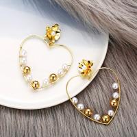 Zinc Alloy Drop Earring, with Plastic Pearl, plated, fashion jewelry & for woman, nickel, lead & cadmium free 