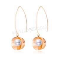 Edelstahl Tropfen Ohrring, mit Kunststoff Perlen, Modeschmuck & für Frau, 60x21mm, verkauft von PC
