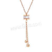 Cubic Zirconia Stainless Steel Necklace, fashion jewelry & for woman & with cubic zirconia 