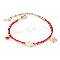 Stainless Steel Charm Bracelet, with Waxed Cotton Cord, fashion jewelry & for woman & Approx 8.66 Inch 