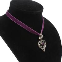 Zinc Alloy Necklace, Metal Alloy, Heart, plated, for woman, purple, 40+5cm 