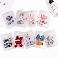 Children Hair Clip, Cloth, with Zinc Alloy, printing, 2 pieces & for children 