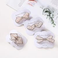 Hair Barrettes, Zinc Alloy, with Plastic Pearl, plated & for woman & with rhinestone, light pink, 60mm 