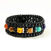 Wrap Bracelets, leather cord, with Natural Stone & Zinc Alloy, Unisex, mixed colors, 200mm 