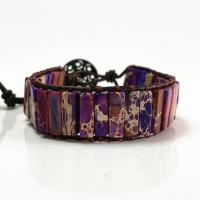 Wrap Bracelets, leather cord, with Impression Jasper & Zinc Alloy, Unisex, mixed colors, 250mm 